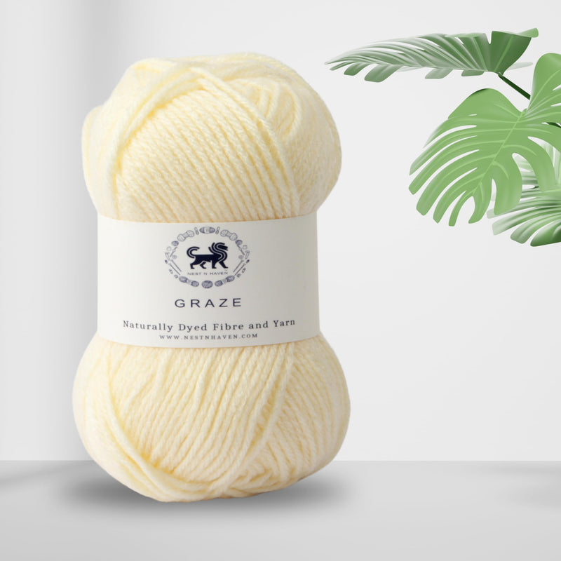 Nestnhaven Acrowools Graze Hand Knitting and Crochet Yarn 200 Grams Pack of 2 Balls - 100gms Each Shade no - NNHG001 (Cream/Off White)