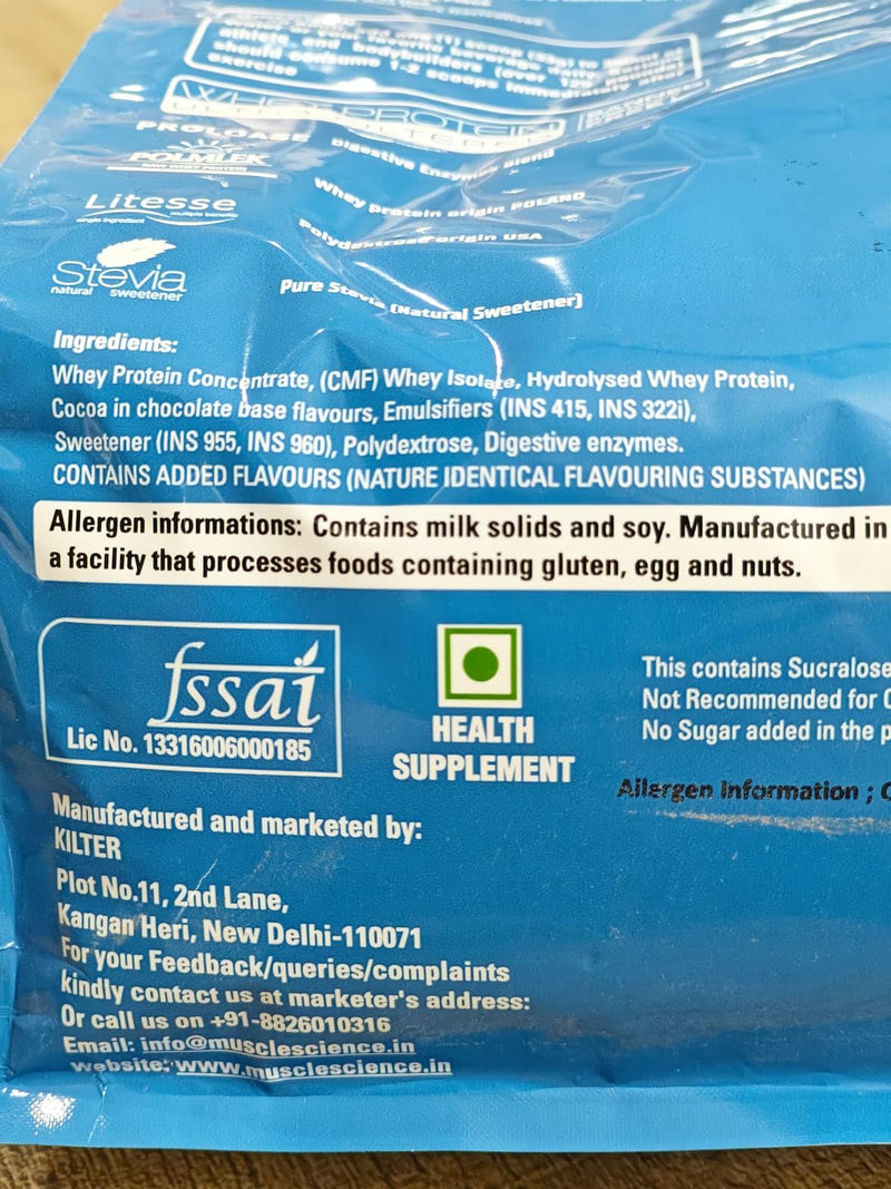 Muscle Science Whey Fusion Hydrolyzed Blend With 25g Protein/Scoop | 5.5 g BCAA | 4.4 g Glutamine | 11.75g EAA | ZERO ADDED SUGAR | Digestive Enzymes | Lean Muscle Protein | Low Carb (CHOCOLATE)