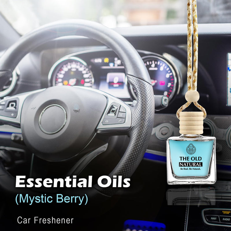 The Old Natural Car Air Freshener with Essential Oils Fragrance in Glass bottle with Wooden Diffuser Lid | 10ml (Mystic Berry - Pack of 1, 10ml)