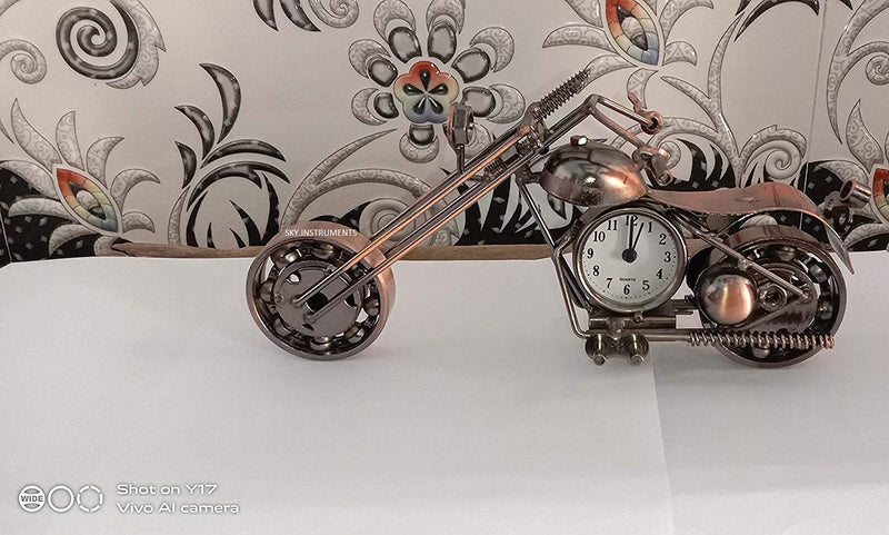 Sky Instruments Decorative Metal Motor Bike with Clock Table Top