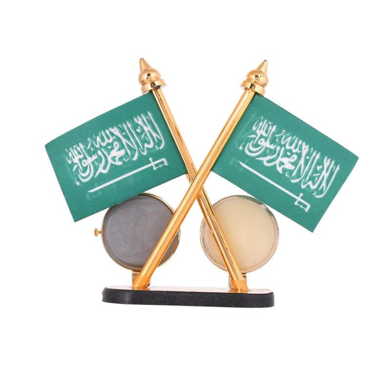 KhwajaDarbar Islamic Muslim Table Desk Clock - Ajmer Sharif Dargah Design With Holy First Kalma Printed Green Flags