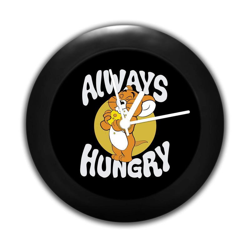 MCSID RAZZ- -Always Hungry Black Table Clock for Home Decor Office Kids Officially Licensed by Turner Entertainment Co, USA Plastic Tom and Jerry - (Multicolour)