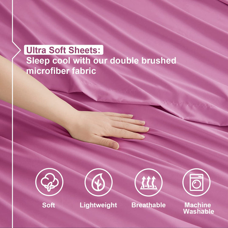 Full , Light Pink : Bed Sheet Bedding Set, 100% Soft Brushed Microfiber with Deep Pocket Fitted Sheet - FULL - LIGHT PINK - 1800 Luxury Bedding Collection, Hypoallergenic & Wrinkle Free Bedroom Linen Set By Nestl Bedding