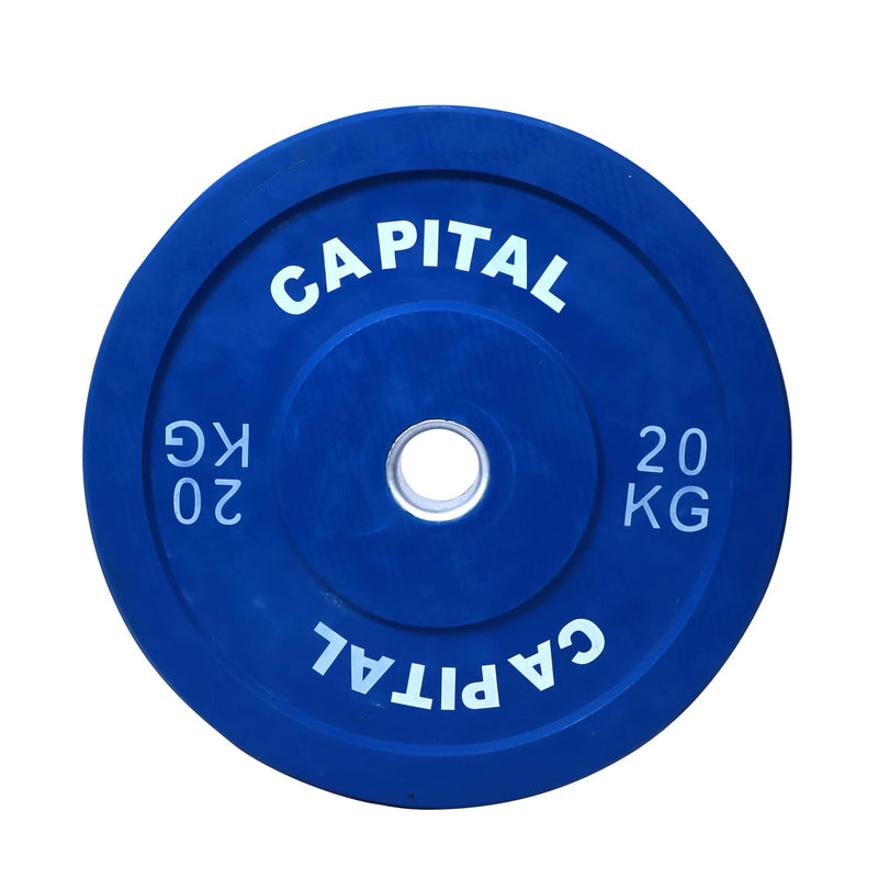 Capital Fitness Rubber Bumper Weight Plates 55mm Diameter 40Kg Set (20kg x 2) for Weight Lifting | Professional Barbell Weight Plate, Strength Training and Home Gym Fitness Workout, Blue