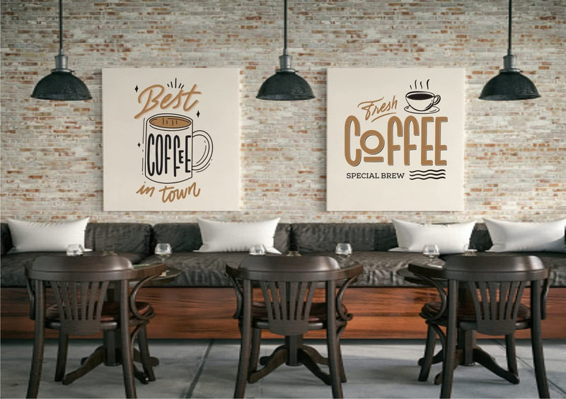 Design Decor Coffee Quotes for Cafe Restaurant Home Wall Sticker (2Pcs) Self Adhesive Sticker (Pack of 2)