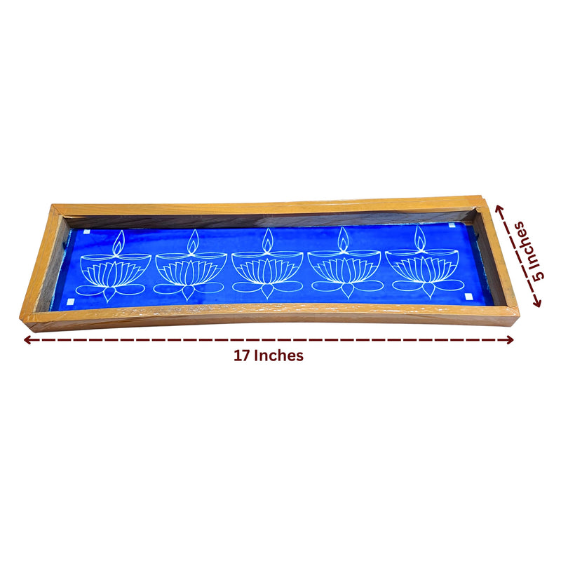 Anciently Lotus Agal Diya Border Rangoli Stencil Wooden, Rangoli Sacha Wooden, 1 Piece (17x5 Inches)