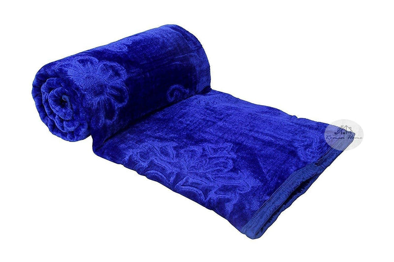 PREM HOUSE Embossed Blankets Solid Colour Ultra Soft Floral Single Bed Light Mink Winter Blanket 240x210 cms Polyester