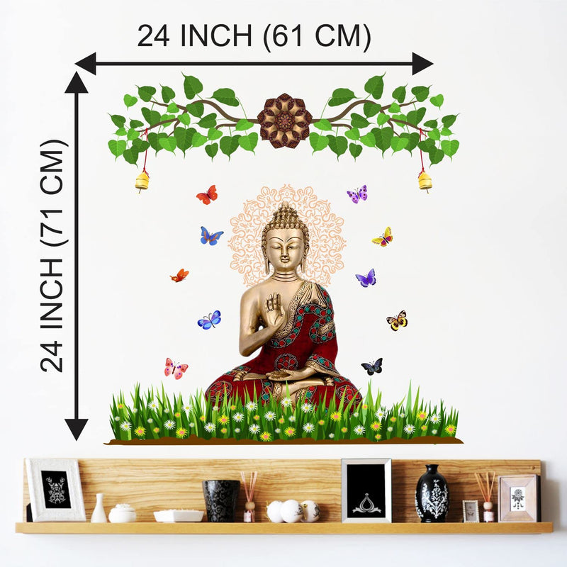 DivineDesigns Buddha Floral Dress & Butterflies Wall Sticker