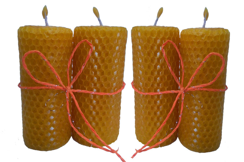 Beeswax Pillar Candles- Big Size || 3.74 inches x 1.77 inches 16 Hours%100 Pure Bees Wax Candles. (Pack of 4)