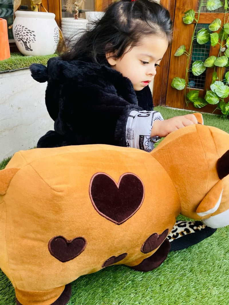 DearJoy Big Size Fibre Filled Stuffed Animal Cow Soft Toy For Baby Of Plush Hugging Pillow Soft Toy For Kids Boy Girl Birthday Gift (50 Cm, Brown), 1 Count