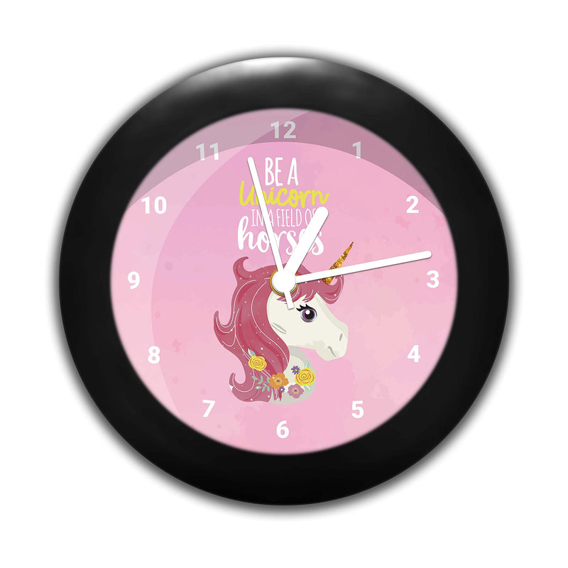 MCSID RAZZ - Be A Unicorn Decorative Design Round Table Clock - Best Gift for Your Loved Ones on their Birthdays/Anniversaries/Christmas/Valentine's.