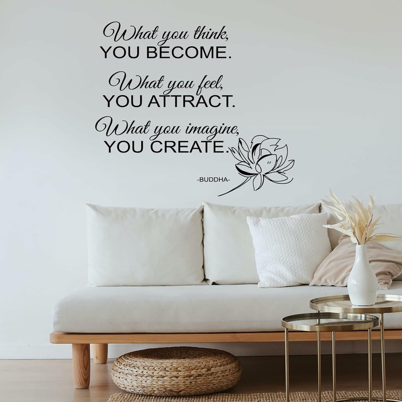 GADGETS WRAP Yoga Gym Wall Decals Quote What You Think You Become. What You Feel You Attract. What You Imagine You Create. - Buddha Decor Inspirational Vinyl Decal Sticker Home Office Art Mural