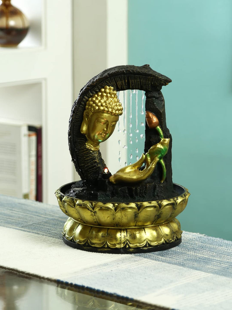 TAYHAA Arch Style Hand Sculpted Buddha Indoor Water Fountain with Light