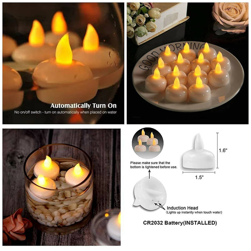 VIROKASH Water Floating Smokeless Candles No Electricity Needed Artificial LED Light Diya with Water Sensor Best for Diwali Home Decoration(Pack of12)