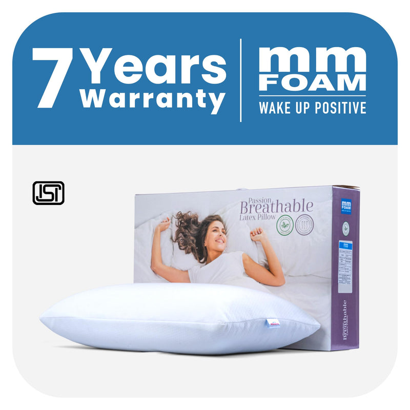 MM FOAM Passion Pillow - 100% Natural Latex, Firm and Thick Pillows for Sleeping, Suitable for Side and Back Sleepers (25.6 x 17.1 x 6.3 inches)