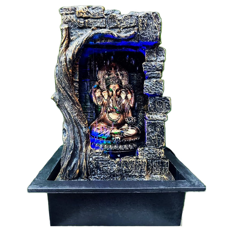 ALILA Water Fall Fountain Idol for Home Living Room Office Hotel Temple Decor Decoration with LED Lights, 15inches / 38cm (Ganesha)