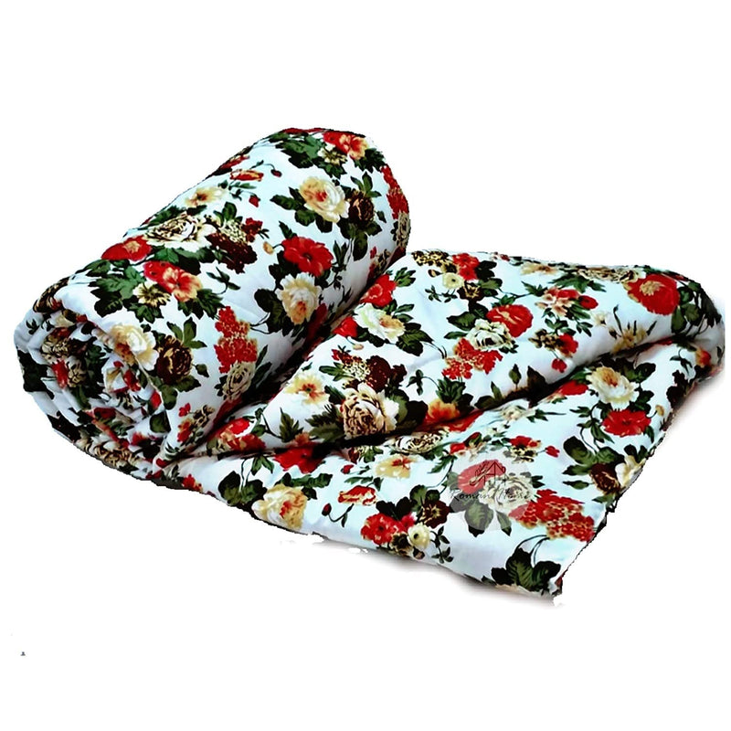 Roman Home Beautifully Soft and Skin Friendly Poly Cotton Floral Design Printed Single Bed AC Blanket | Dohar | Quilt