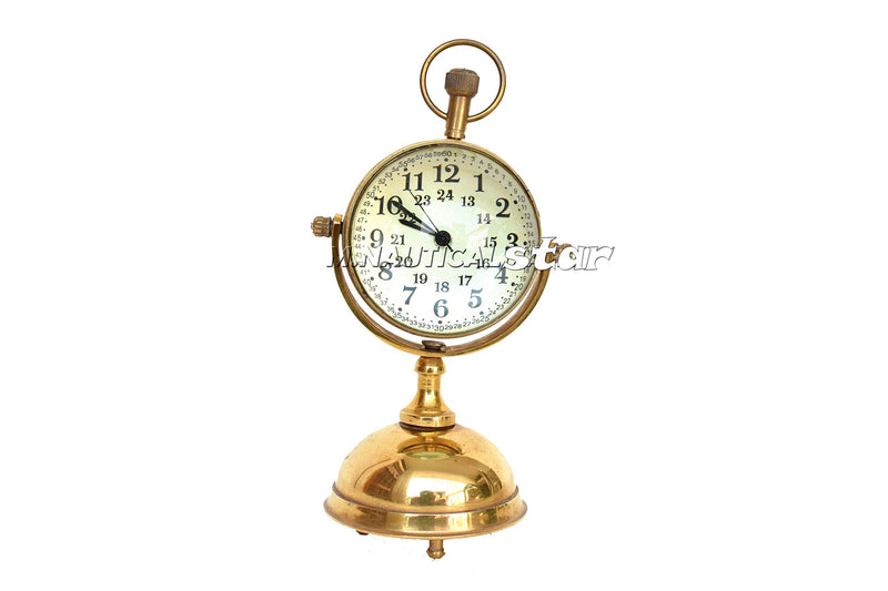 Table Top Clock Shiny Brass Handmade Antique Reproduction Double Said Home & Office Decor Clock