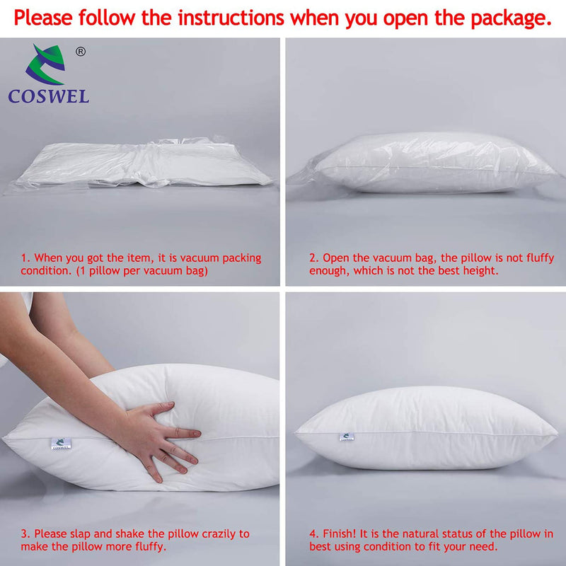 COSWEL Set of 3 Jacquard Sleeping Bed Pillow Soft Comfortable Washable Insert (17x27 inch, White)