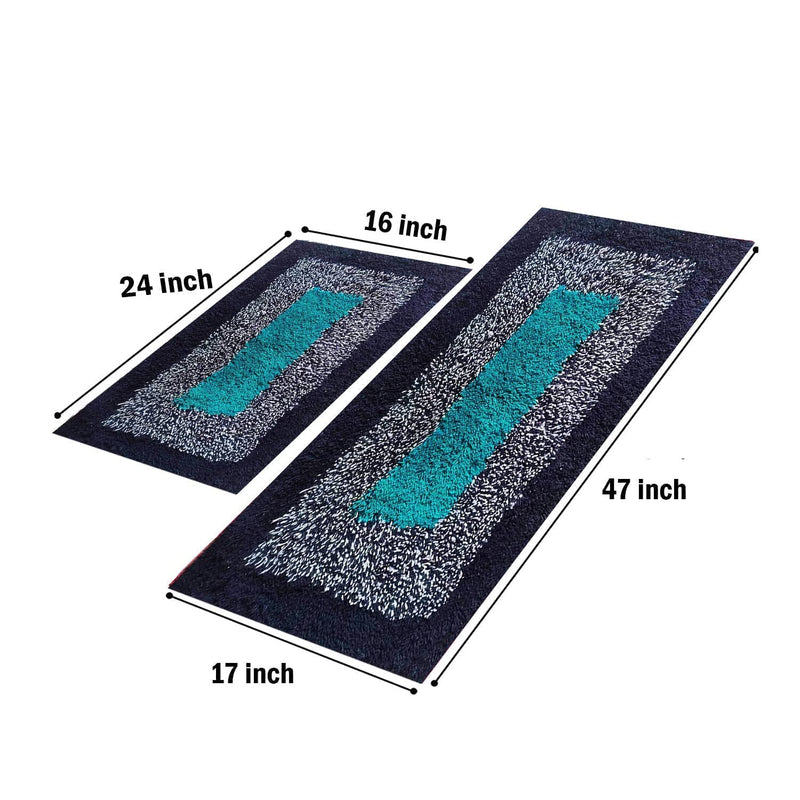 ROUSN Kitchen Cotton Floor Mat Doormat (Multi Colour, Pack of 2 Piece, 45 x 120 cm & 40 x 60 cm, Rectangular)