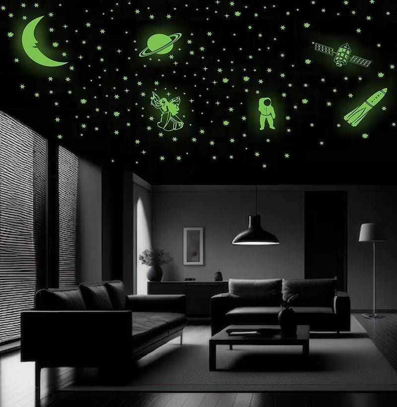 HAPPINY Night Glowing Stickers Radium Stickers for Bedroom/Kid's Room || Glow in The Dark Radium Stars for Ceiling & Decorate Your Dream Walls