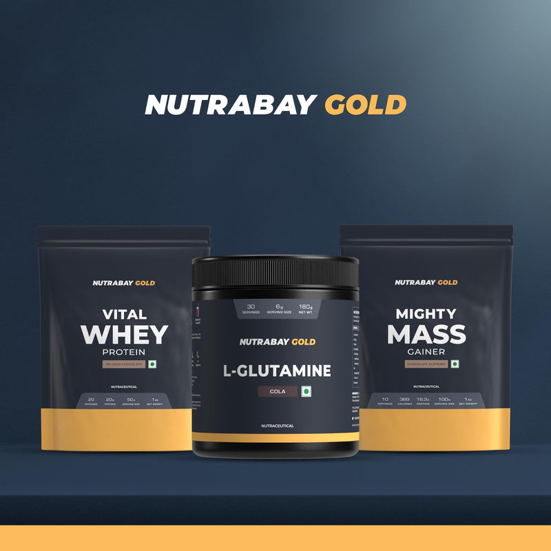 Nutrabay Gold L-Glutamine Supplement Powder - 180g, Cola Flavor | Post Workout Amino Acid for Muscle Growth & Recovery