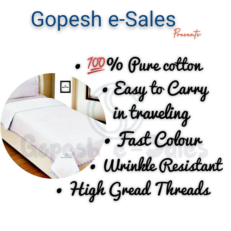 Gopesh e-Sales® Cotton Single bed Dohar,Lahariya Cotton Fabric Edging/Piping Dohar, Flannel Dohar Throws for Bed, Soft Lightweight AC Summer Blanket (Pack of 2) WHITE