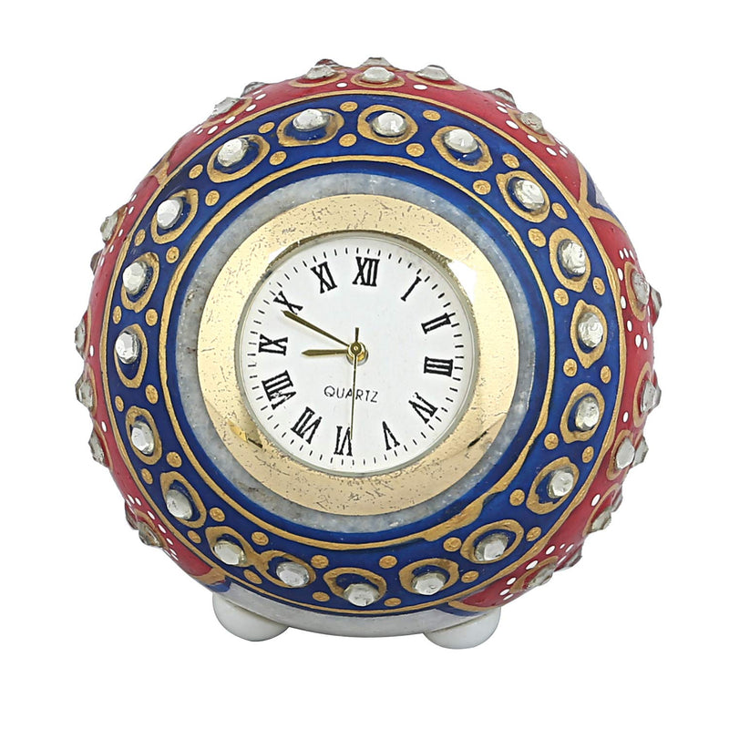 Kuber Industries Handcrafted Marble Table Clock (10 cm x 10 cm x 8 cm, CTKTC4142)