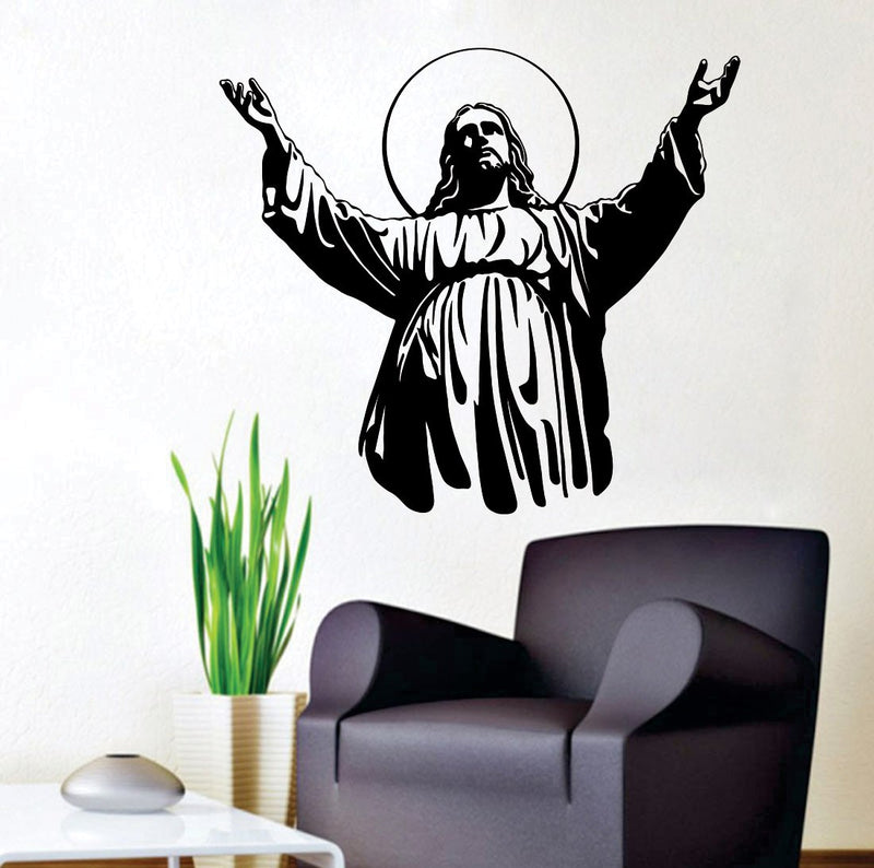 Walltech Combo of 4 Wall Sticker Jesus Christ-(60 x 50 cms) | Jesus Christ (60 x 68 cms) | Love Birds with Hearts-(125 x 85 cms) | Tribal Lady-(180 x 60 cms) - Material Vinyl