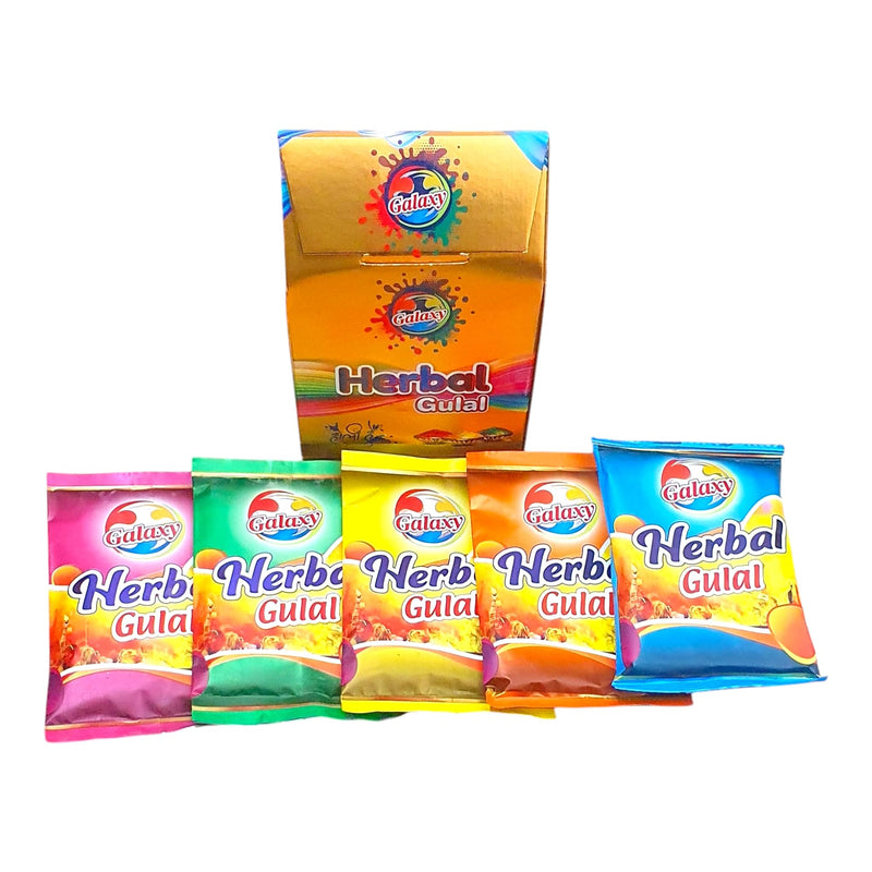 Gurjas Fancy Kitchen Natural Holi Colours Herbal Gulal; Holi Celebration Galaxy Herbal Gulal Holi Colours,Safe for Kids Pack of 5 Assorted Colours-(Multicolour)