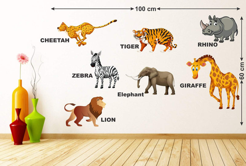 Tuffuk Wild Animals Large Vinyl Wallstickers for Home Decorations (100 cm x 60 cm)5TZ118