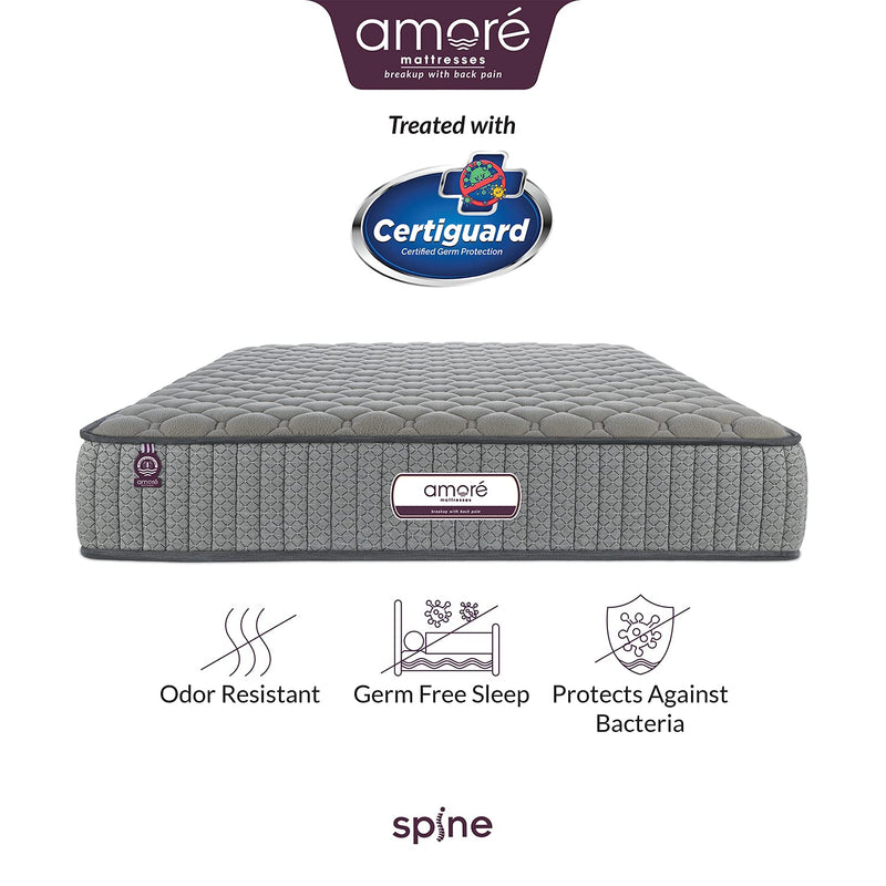 Amore Spine Memory Foam 8 Inch King High Resilience (HR), Rebonded Foam Orthopedic Mattress 84x72x8