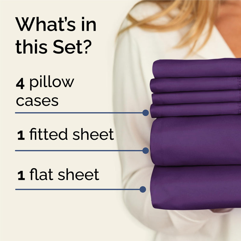 King , Purple : King Size Sheet Set - 6 Piece Set - Hotel Luxury Bed Sheets - Extra Soft - Deep Pockets - Easy Fit Breathable & Cooling - Wrinkle Free - Comphy - Purple Blum Bed Sheets - Kings Sheets - 6 PC