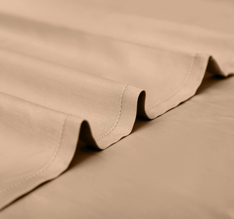 Classic Luxury USA Pima Cotton Sateen 4 Piece Bed Sheet Set - 100% USA Pima Cotton - Ultra Soft & Silky, Smooth Finish Plush Sheets (Tan, Queen)