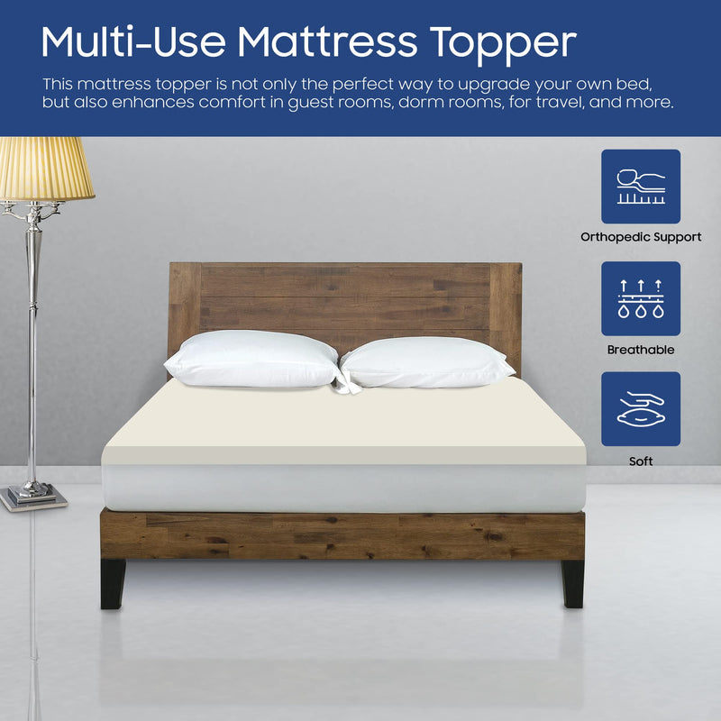 Spinal Solution High Density 2-inch Foam Mattress Topper, Adds Comfort to Mattress, Twin Size