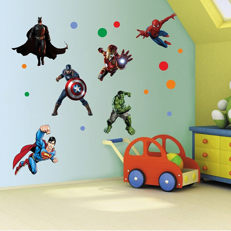 Akki World Super Heroes Wall Sticker ( PVC Vinyl ' 113 cm X 81 cm)