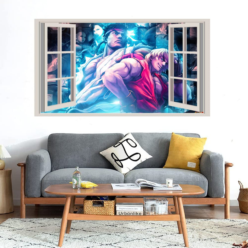 GADGETS WRAP Printed Wall Decal Sticker Fake Window Style Decal (90cm x 50cm) - Guile Street.Fighter