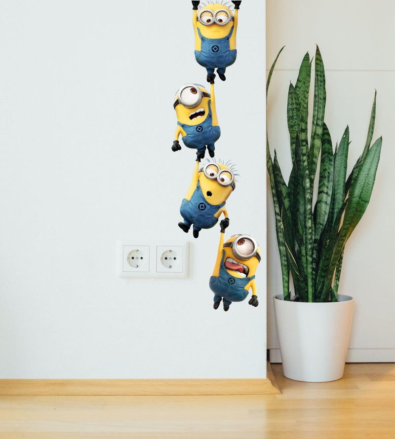 Craft Shipper Pack of 4 Minion Toys Wall Stickers 18x27 inch for Kids Room, Bedroom - Self Adhesive Peel and Stick Wall Sticker Home Decor