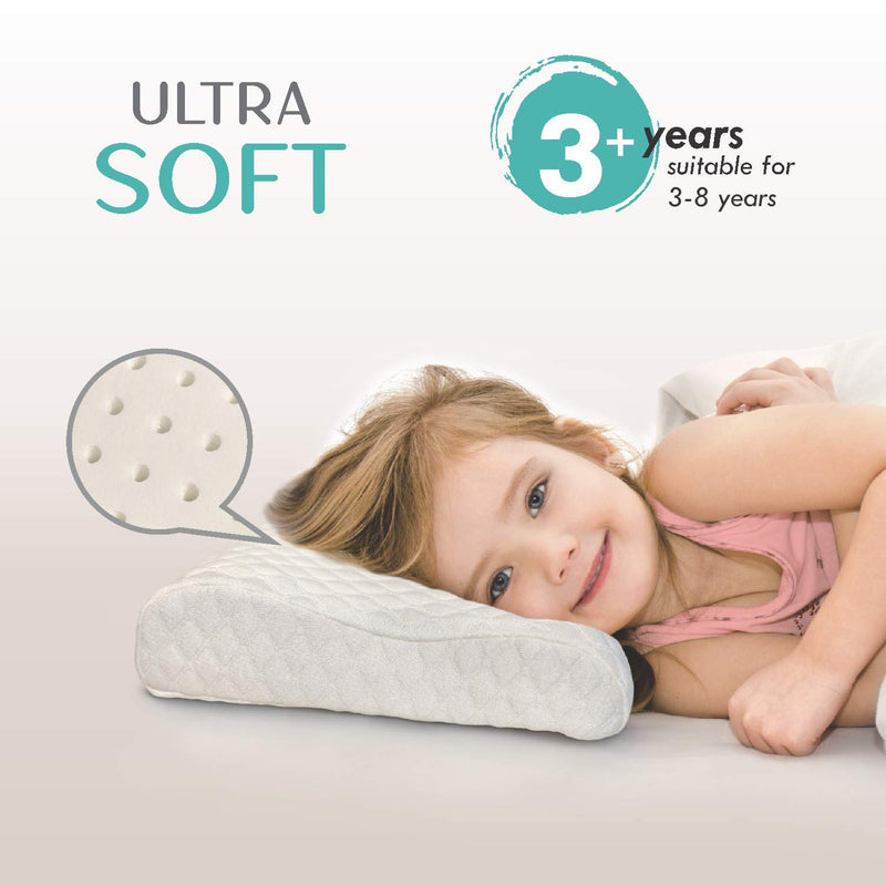 MARKET 99 Donati Memory Foam Removable Washable Organic Cotton Cover Hypoallergenic Orthopaedic Soft Sleeping Pillow for Kids Bed