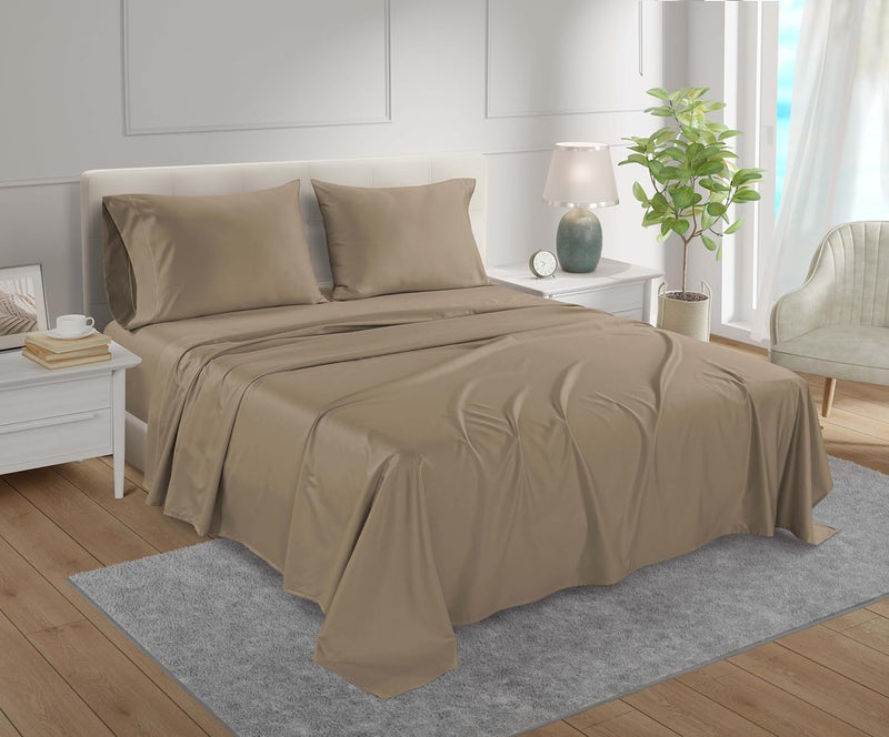 800 Thread Count 100% Egyptian Cotton Sheet Set, King- Taupe by Chateau Home Collection