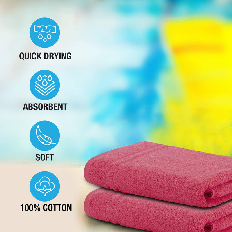 WELSPUN Quik Dry Bath Towel 100% Cotton Soft, Fluffy & Super Absorbent for Men, Women & Kids 375 GSM 1 Extra Large Bath Towel Solid, 70cm X 150 cm - Coral