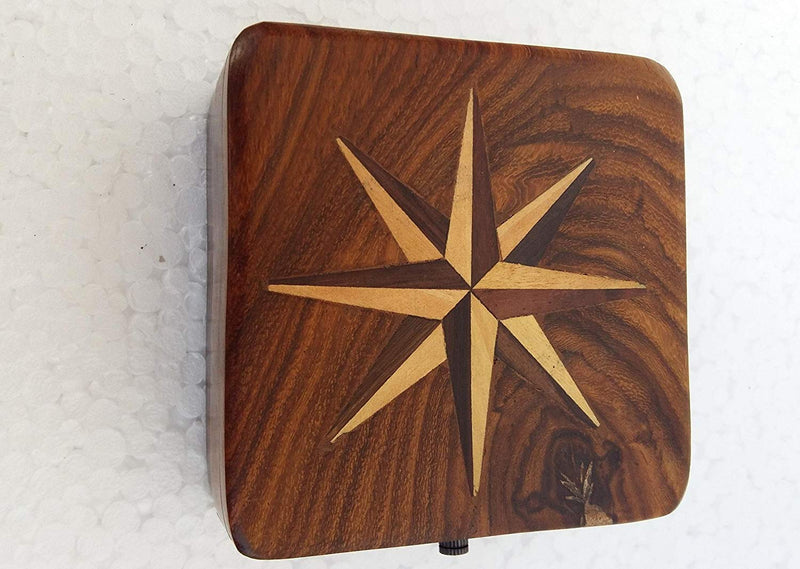 Marine Art Replicas Authentic Clock Compass in Rose Wood Box, Vintage Gift…