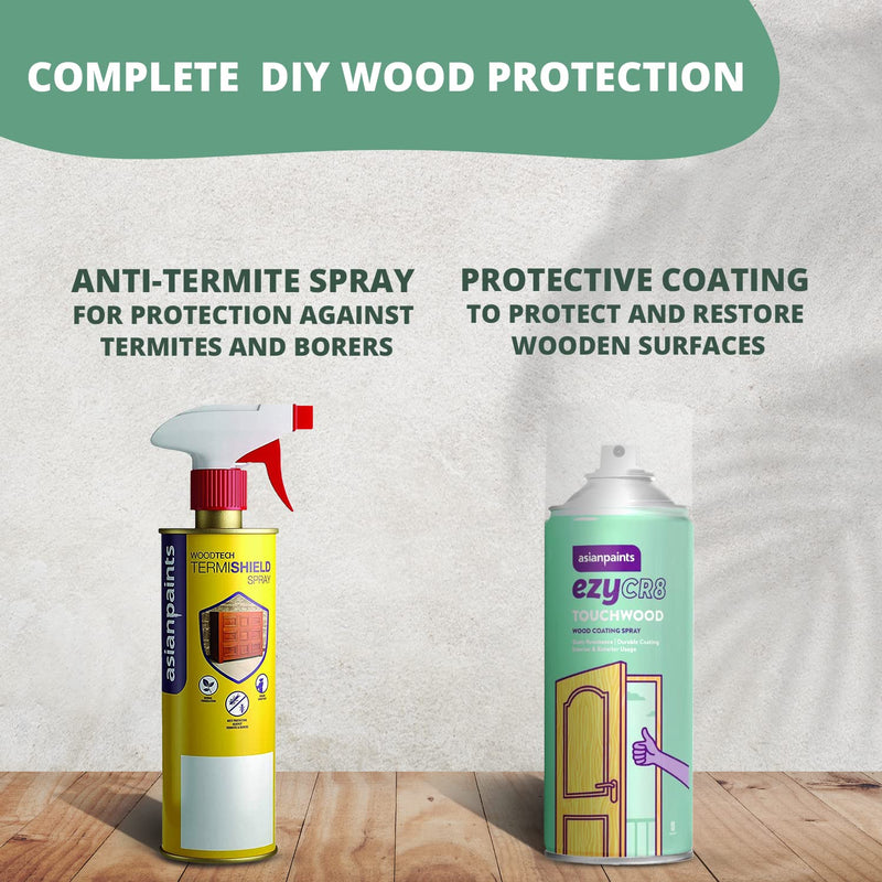 Asian Paints ezycr8 Touchwood Wood Coating Spray for interior & Exterior Usage | DIY Quick Drying Spray For Clean, Shiny and Smooth Surface