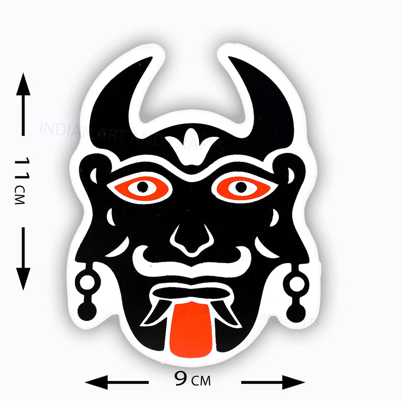 Indian Art & Crafts Nazar Battu Evil Eye Protector - Mahakal Wall Hanging Nazar Battu Vinyl Sticker Suraksha Kawach Drishti Kavach for House Entrance, Office, Shops, Truck and Car (Size- H - 11 X W - 9 Cm) Pack of 10 Pics Vinyl Sticker