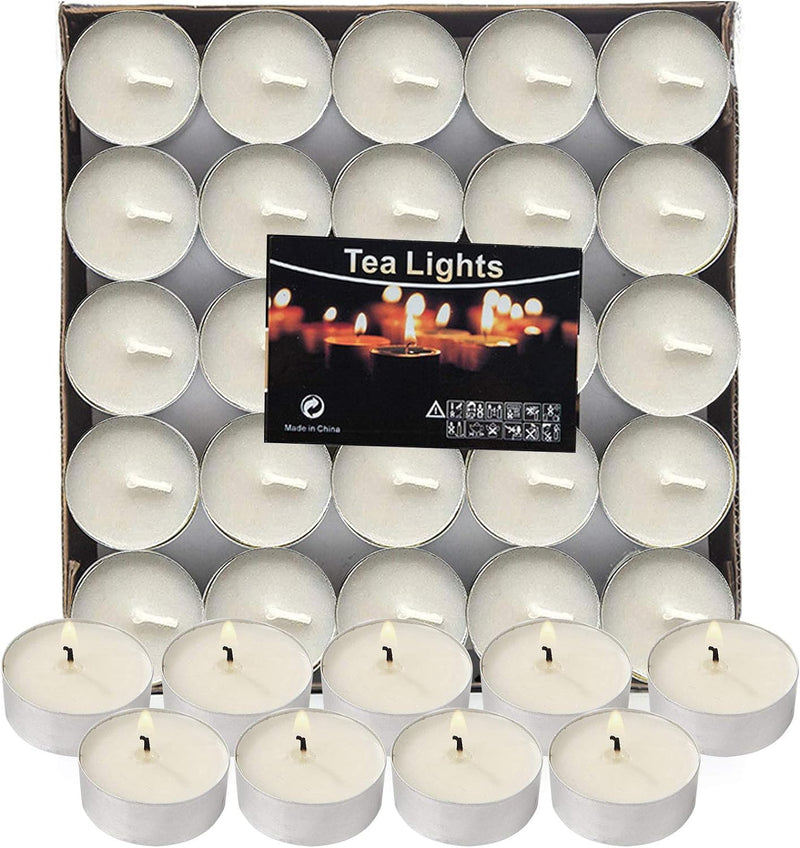 The Decor Affair 500 Pcs White Tea Light Candles, Each Bestowing 6-7 Hours of Uninterrupted, Magical, and Mesmerizing Illumination, to Elevate Your Space and Set a Spellbinding Atmosphere.