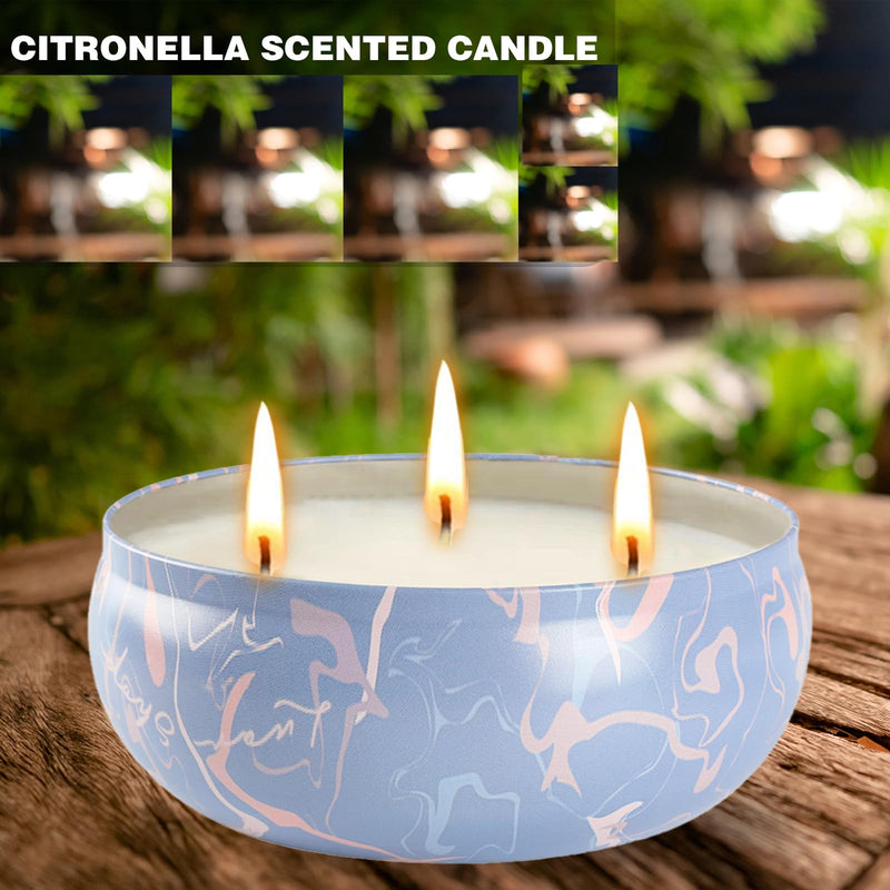 Citronella Candles Outdoor Large, 12oz 3-Wicks Huge Jar Candles, Made with Citronella Essential Oils and Natural Soy Wax, 240 Hour Burn Time, Citronella Candles for Patio, Outside, Camping