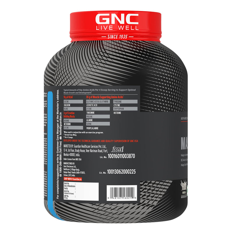 GNC AMP Mass XXX Gainer | 2 Kg | Boosts Lean Muscle Gains | Amps Up Workout Results | Increases Strength & Endurance | 50g Protein | 10g BCAA | 125g Carbs | 3g Creatine | Chocolate| Imported