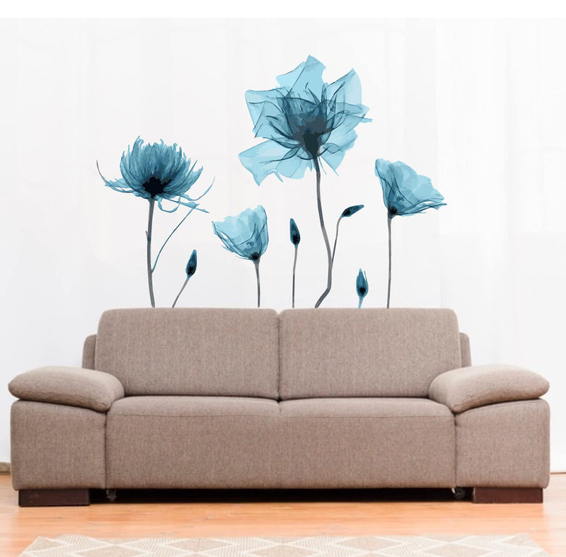 K2A DESIGN Blue Flower Wall Sticker Blue Color PVC Vinyl