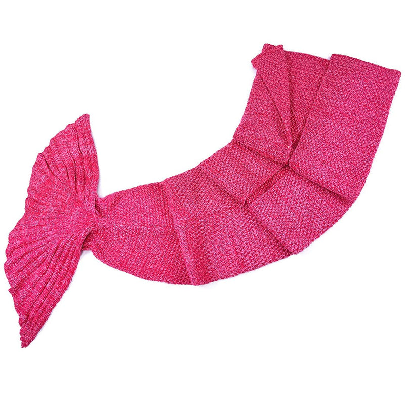 BonZeal Large 195 x 95cm Pack of 1 Woollen Knitted Pink Mermaid Fish Tail Blanket for Winter