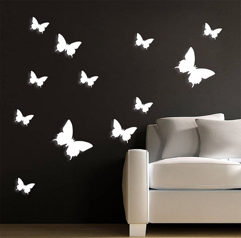 SYGA 12 Pcs 3D Decorative White Butterfly Wall Stickers